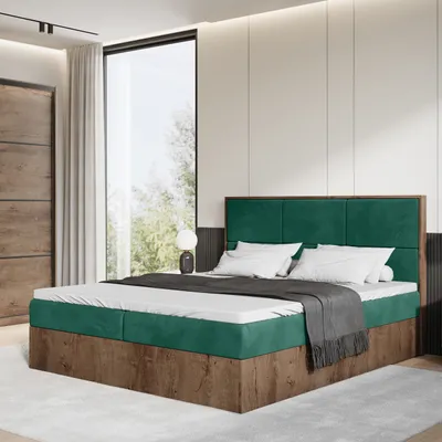 Produktbild von BroMARKT Boxspringbett LOFT, Bonell-Matratze, Bettkasten inkl Topper (Lefkas / Grün, 180 x 200 cm)