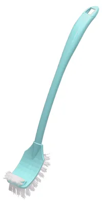 Produktbild von Toilettenbürste, langer Griff, Randreinigung, doppelseitig, gebogener Kopf, Schüsselreiniger für Badezimmer, Blau