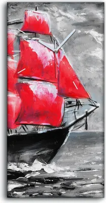 Produktbild von Wohnzimmer-Bild Leinwand Uhr Geräuschlos 30x60 Segel Boote rot Wasser Himmel - weiße Hände