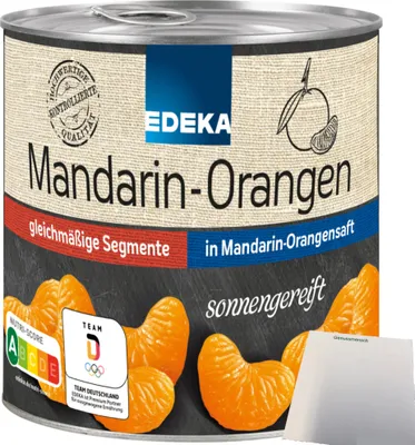Produktbild von Edeka Mandarin-Orangen kernlos in Mandarin-Orangensaft (300g Dose) + usy Block