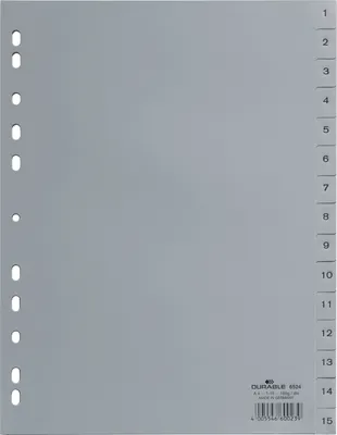 Produktbild von Register A4 1-15 PP grau Packung mit 20 Stück