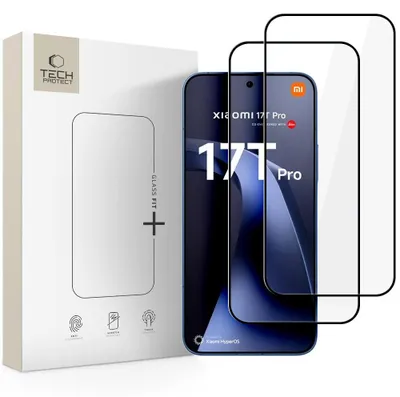 Produktbild von 2x Gehärtetes Glas für Xiaomi 17T Pro, Tech-Protect Glass Fit Plus Schwarzer Rahmen