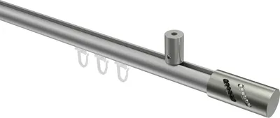 Produktbild von Interdeco Innenlaufstange / Gardinenstange mit Innenlauf Silbergrau / Edelstahl-Optik, Typ Sonius Zoena (Glitzerzylinder) Deckenmontage, 20 mm Ø 1-läufig, 100 cm