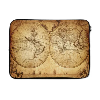 Produktbild von MuchoWow® Laptop Hülle 14 ZollWeltkarte - Antik - Vintage - Kind - Junge - Mädchen Laptoptasche - Laptoptasche - Stoßsicher - Schutzhaube