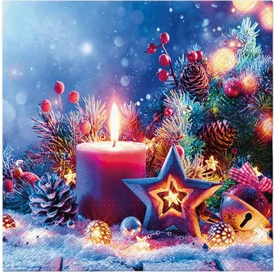 Produktbild von 20 Servietten Candle Glow - Weihnachtsdeko an Kerzenlicht 33x33cm