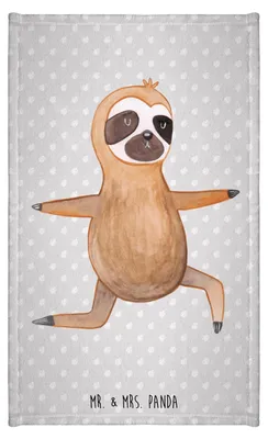 Produktbild von Mr. & Mrs. Panda Handtuch Faultier Yoga - Grau Pastell - Geschenk, Kleines, Gästetuch, Design, Namaste, badezimmer, Gelassenheit, Baumwollhandtuch