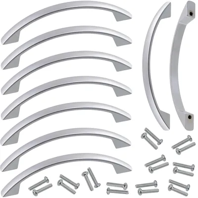 Möbelgriffe Set 10 Stück, 96 mm Abstand, Metall, matt silber