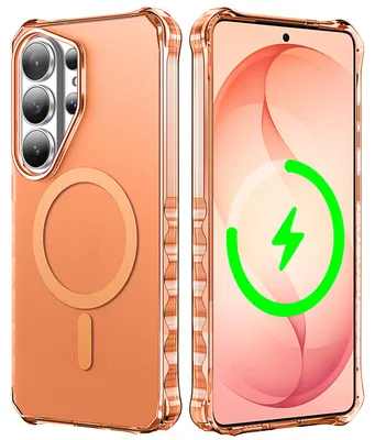 Produktbild von Magnetisch Hülle für Samsung Galaxy S26 Ultra, Kompatibel mit Magsafe, Wellenform Rahmen Matt Transluzente Stoßfeste Kratzfeste Handyhülle Orange