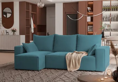 Produktbild von 4ALLHOME Ecksofa mit Schlaffunktion TOBI, Couch, Sofa mit Bettkasten, Eckcouch, L-Form Velo 631 Ocean