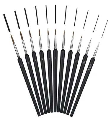 Produktbild von Premium Detailpinsel-Set Acrylfarben – 11 Stück Extrafeine Pinsel für Maximale P