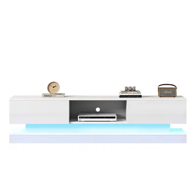 Produktbild von Merax TV-Lowboard mit 2 Schubladen und offenes Fach, TV-Schrank hochglanz Weiß, Fernsehtisch mit Anti-Kipp und APP Timer, TV-Board 160cm Breite