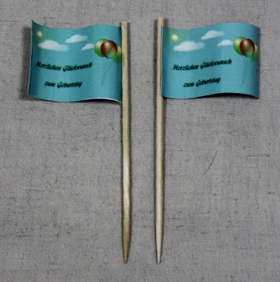 Produktbild von Party-Picker Flagge Happy Birthday 2 Geburtstag Papierfähnchen in Spitzenqualität 25 Stück Beutel