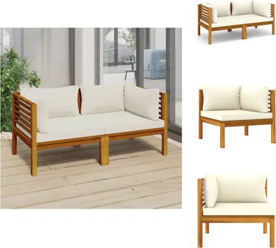 Produktbild von vidaXL 2-Sitzer-Gartensofa mit Creme Kissen Massivholz Akazie -  Gartenmöbel-Sets