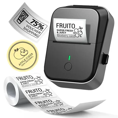 Produktbild von Mobiler Thermodrucker PM260C mit Bluetooth und USB, 203 DPI, für Etiketten und Belege - Schwarz