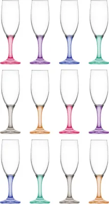 Produktbild von LAV Misket Glas-Champagnergläser – 190 ml – farbiger Stiel – 12 Stück
