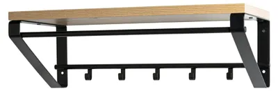Wandkapstok Eiche-schwarz 70x30x23 cm mit 5 Haken