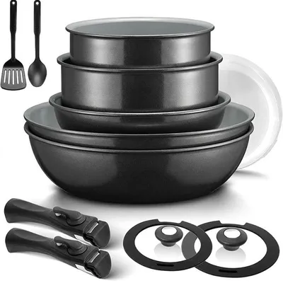 Immagine prodotto di Set di pentole e padelle con rivestimento antiaderente N9113A, 13 pezzi, nero