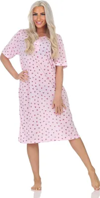 Produktbild von Damen Nachthemd Sleepshirt Nachtwäsche mit Muster, Rosa/M/38