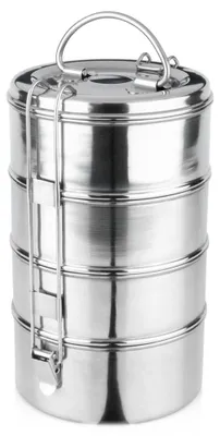 Produktbild von Vilde | Henkelmann Edelstahl 4-stufig - Lunchbox 4x900 ml - Thermo Transportbox