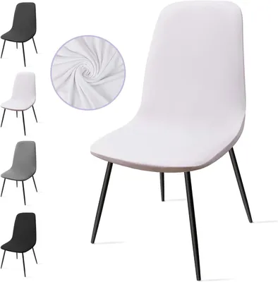 Obrázek produktu pro Sada 6 ochranných potahů na židle, univerzální, elastický polyester, bílá barva, vhodné do jídelny