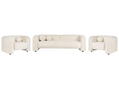 Produktbild von BELIANI Sofa Set Cremeweiß aus Samt 5-Sitzer Sessel und Sofa Wohnzimmergarnitur mit Dekokissen Modernes Elegantes Design Couch für Wohnzimmer
