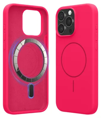 Produktbild von kwmobile Handyhülle für Apple iPhone 15 Pro Max - Hülle für MagSafe - Hülle für iPhone 15 Pro Max Case - Silikon Rückseite magnetisch in Neon Pink