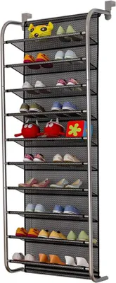 Immagine prodotto di Scaffale porta scarpe da appendere sopra la porta, grigio argento, 56x21x151 cm, metallo