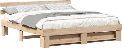 Immagine prodotto di vidaXL Struttura letto con testiera marrone 200 x 200 cm in legno di pino massiccio