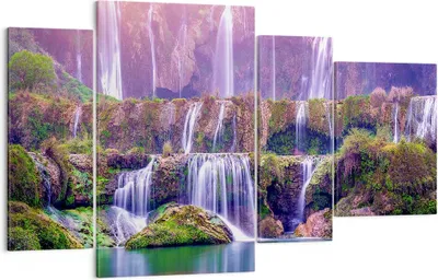 Produktbild von Bild auf Leinwand - Leinwandbild - Wasserfall Natur - 120x70cm - Wand Bild - Wanddeko - Wandbilder - Leinwanddruck - Bilder - Kunstdruck - Wanddekoration - Leinwand bilder - Wandkunst - DL120x70-3893