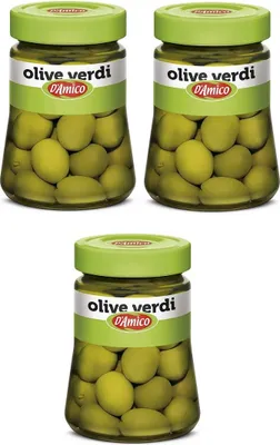 Produktbild von 3x D'Amico Olive Verdi in Salamoia Grüne Oliven in Salzlake 300g