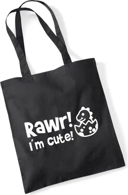 Produktbild von Huuraa Jutebeutel Baby Dino I`m cute 10 Liter Black Baumwolle Tasche Geschenkidee
