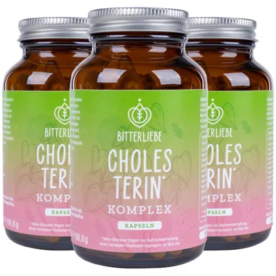 Produktbild von BitterLiebe Cholesterin Kapseln - 3x 120 Kapseln