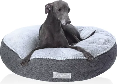 Produktbild von Kuscheliges Plüschbett Hundebett Katzenbett DOTTY - weiches rundes PLÜSCH Kissen für kleine und mittelgroße Hunde und Katzen Schlafplatz Größe M 60 cm