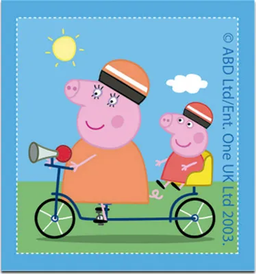 Produktbild von Peppa Wutz © Fahrrad - Aufnäher, Bügelbild, Aufbügler, Applikationen, Patches, Flicken, Zum Aufbügeln, Größe: 6,5 x 7,0 cm