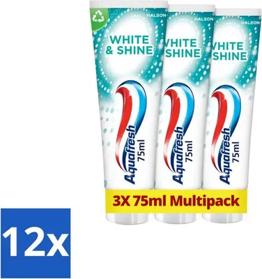 Productafbeelding van Aquafresh White & Shine tandpasta - voordeelverpakking - 3 tubes - voordeelverpakking - 12 stuks