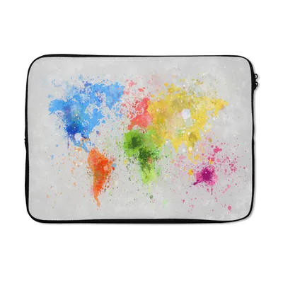 Produktbild von MuchoWow® Laptop Hülle 13 Zoll Weltkarte - Abstrakt - Malen - Kinder - Jungen - Mädchen Laptoptasche - Laptophülle - Sleeve - Rundumschutz