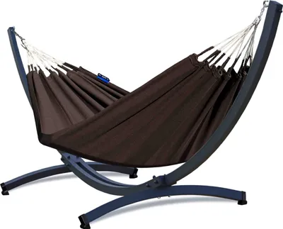 Produktbild von Potenza Outdoor Hängematte mit Tytan Gestell für 2 Personen I 100% Baumwolle Doppelhängematte 230x160 cm, 200kg I Hängemattengestell 350kg, wetterfest