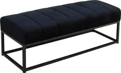 Obrázok produktu pre Lavica velvet čierna 108x40x40 cm lavica do predsiene čalúnená s kovovým rámom, dizajnová posteľ lavica spálňa prešívaná, lavica do predsiene šatníková lavica moderné | Wohnling