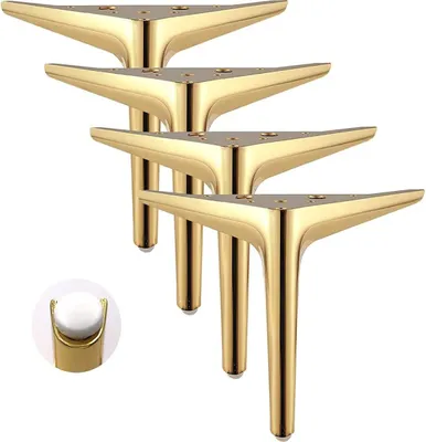 Produktbild von Möbelfüße, 4er-Set, goldene dreieckige Möbelfüße, galvanisch poliert, für Schränke, Sofas, Couchtische, TV-Ständer und andere Möbel (12 cm)