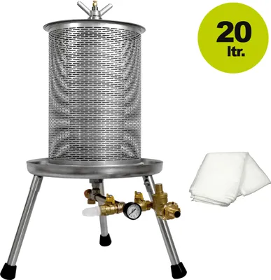 Produktbild von Edelstahl Obstpresse Saftpresse Hydropresse 20L inkl. GRATIS deutsches Presstuch