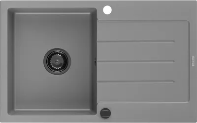 Produktbild von Mexen Bruno Granitspüle mit einem Becken und einer Abtropffläche 795 x 495 mm, Grau, Siphon Schwarz - 6513791010-71-B