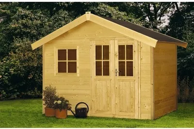 Produktbild von Blockbohlenhaus Konsta Planai 28 mm mit Fußboden 330 x 245 cm natur