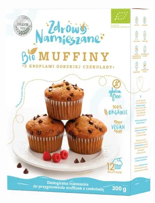 MIESZANKA NA MUFFINY Z CZEKOLADĄ GORZKĄ BEZGLUTENOWA BIO 300 g - ZDROWO NAMIESZANE