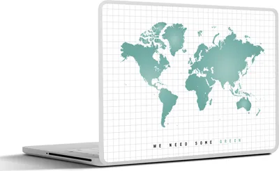Produktbild von MuchoWow® Laptop Aufkleber Sticker Cover Weltkarte - Grün - Zitat - Kind - Jungen - Mädchen 30x22 cm - Laptop-Sticker