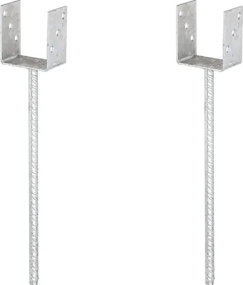 Produktbild von Alberts 2 x U-Pfostenträger, Riffelstahl-Betonanker, 121x121 mm, Betonanker 400 mm, feuerverzinkt, zum Einbetonieren