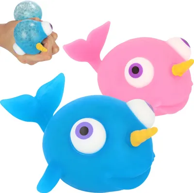 Produktbild von com-four® 2x Anti-Stress-Figur -  Squeeze Spielzeug Narwal - Quetsch-Ball für Kinder und Erwachsene [Auswahl variiert]