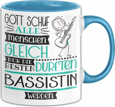 Produktbild von Bassistin Geschenk Becher Tasse Gott Schuf Alle Menschen Gleich Nur Die Besten Durfeten Bassistin Werden Geschenkidee Lustig (Blau)