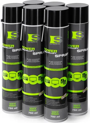 Produktbild von Spraytive 6 x 750ml Power Druckluftspray - Air Duster, Druckluftreiniger, Luftdruckspray, Reinigungsspray