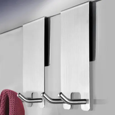Produktbild von Handtuchhaken 2 Stück Duschhaken ohne Bohren Edelstahl für Glasdicken 6-12 mm Silber