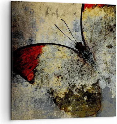 Produktbild von Bild auf Leinwand - Leinwandbild - Schmetterling Abstraktion - 50x50cm - Wand Bild - Wanddeko - Leinwanddruck - Bilder - Kunstdruck - Wanddekoration - Leinwand bilder - Wandkunst - AC50x50-3678